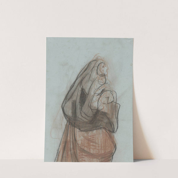 Vrouw, naar boven kijkend by August Allebé