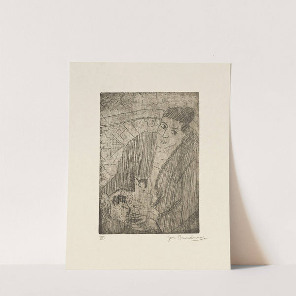 Vrouw op de sofa met kat op haar schoot (1920) by Jean Brusselmans