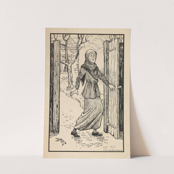 Vrouw schrikt van een kikker by Gust van de Wall Perné