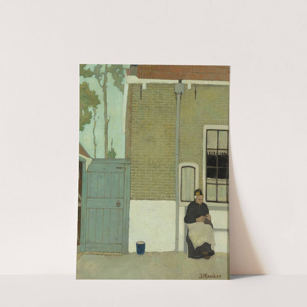 Vrouw voor haar huis (1914) by Jan Mankes