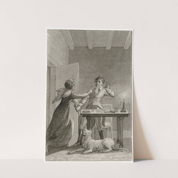 Vrouw weerhoudt man met pistool: 'Zijne oogen...' by Reinier Vinkeles