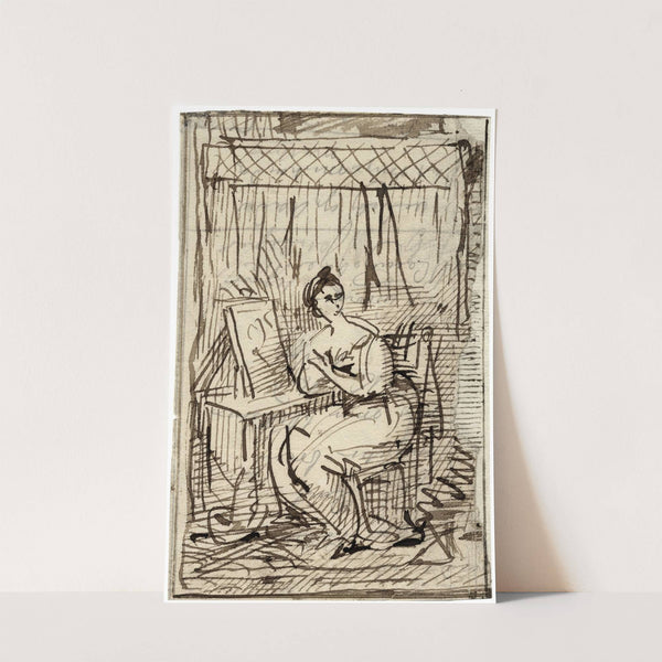 Vrouw zittend bij toilettafel by David Humbert de Superville