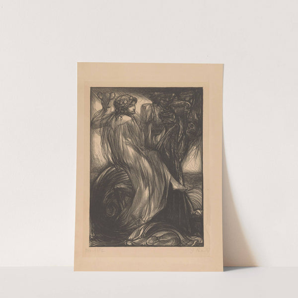 Vrouw zittend op de Hydra by Johannes Josephus Aarts