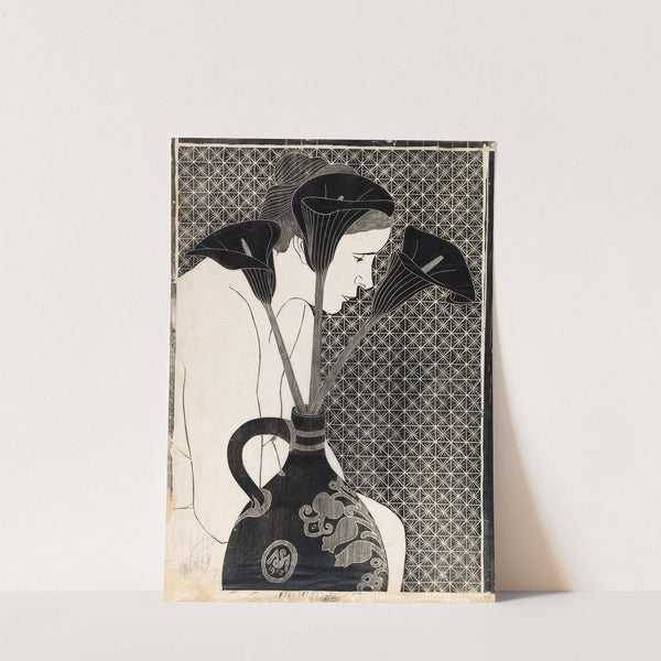 Vrouwelijk naakt achter vaas met aronskelken by Samuel Jessurun de Mesquita