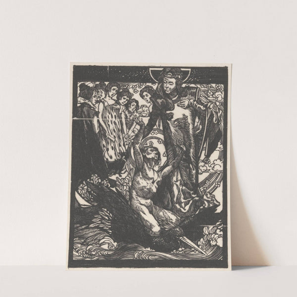 Vrouwenfiguren met man op rug van vogel by Johannes Josephus Aarts