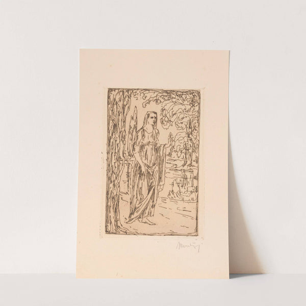 Vrouwenfiguur in landschap met cipressen (1908) by Simon Moulijn