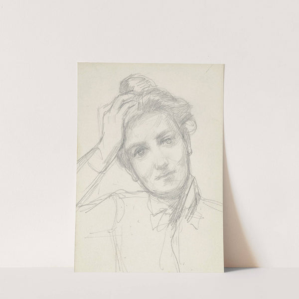 Vrouwenhoofd, de hand op het hoofd by August Allebé