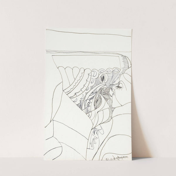 Vrouwenkop met half gesloten ogen in profiel naar links by Samuel Jessurun de Mesquita