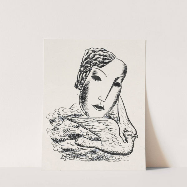 Vrouwenkop met vogel (schets) (1935) by Leo Gestel