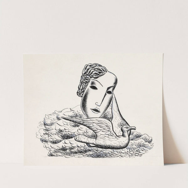 Vrouwenkop met vogel (schets) (1935) by Leo Gestel