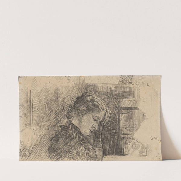 Vrouwenprofiel (Mariette Rousseau) en andere figuren (1885) by James Ensor