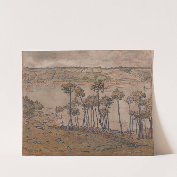 Vue de la baie avec boqueteau au premier plan et paysage en fond, le Trieux (1895) by Henri Rivière