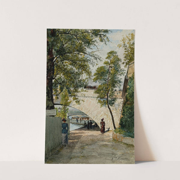 Vue de la berge de la Seine sous une arche du pont Royal by Henri Laurent Mouren