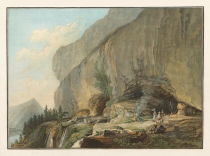 Vue de la Caverne de Saint Beat sur le Lac de Thun (1915-1945)