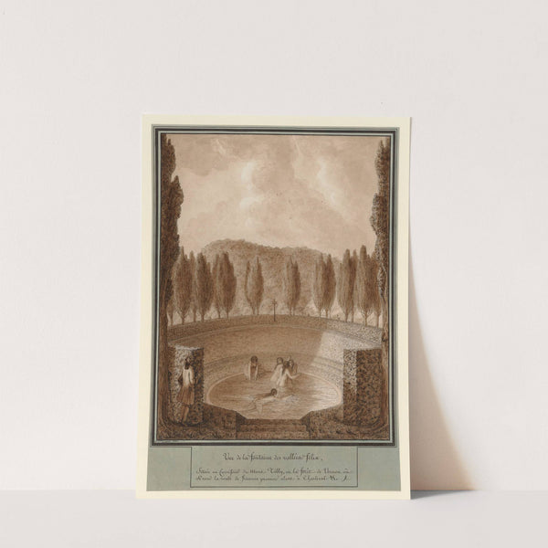 Vue de la fontaine des vallées Félix, située au carrefour du Mont Tilly, en la forêt de Vernon où se rend la route de François Premier alant à Charleval etc (1787) by Jean Jacques Lequeu