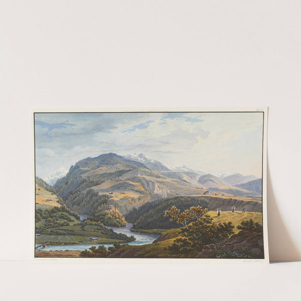 Vue de la réunion des deux bras du Rhin supérieur et du Rhin du milieu prise près le couvent de Dissentis by Johann Ludwig Bleuler