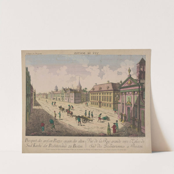 Vue de la Rue grande vers l’Englise du Sud des Presbiteriennes a Boston. by Franz Xaver Habermann