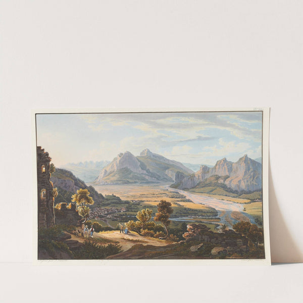 Vue de la Ruine de Haldenstein au dessus de Ragatz et de la ville de Sargans by Johann Ludwig Bleuler