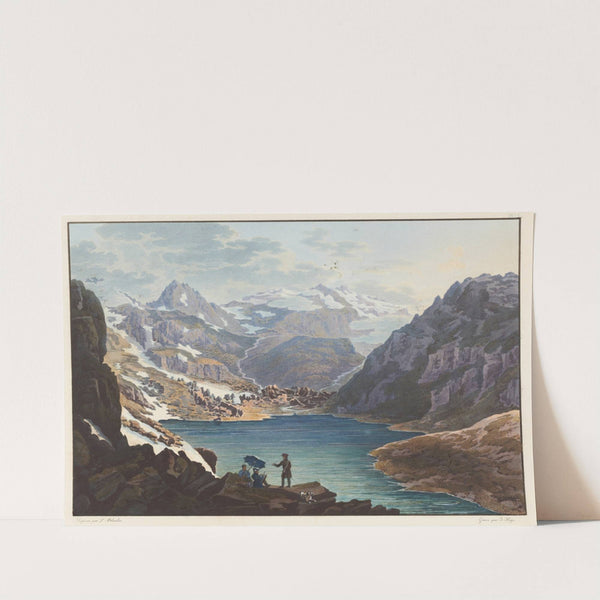 Vue de la source du Rhein antérieur, du Lac Toma, sur le Mont Badus by Johann Ludwig Bleuler