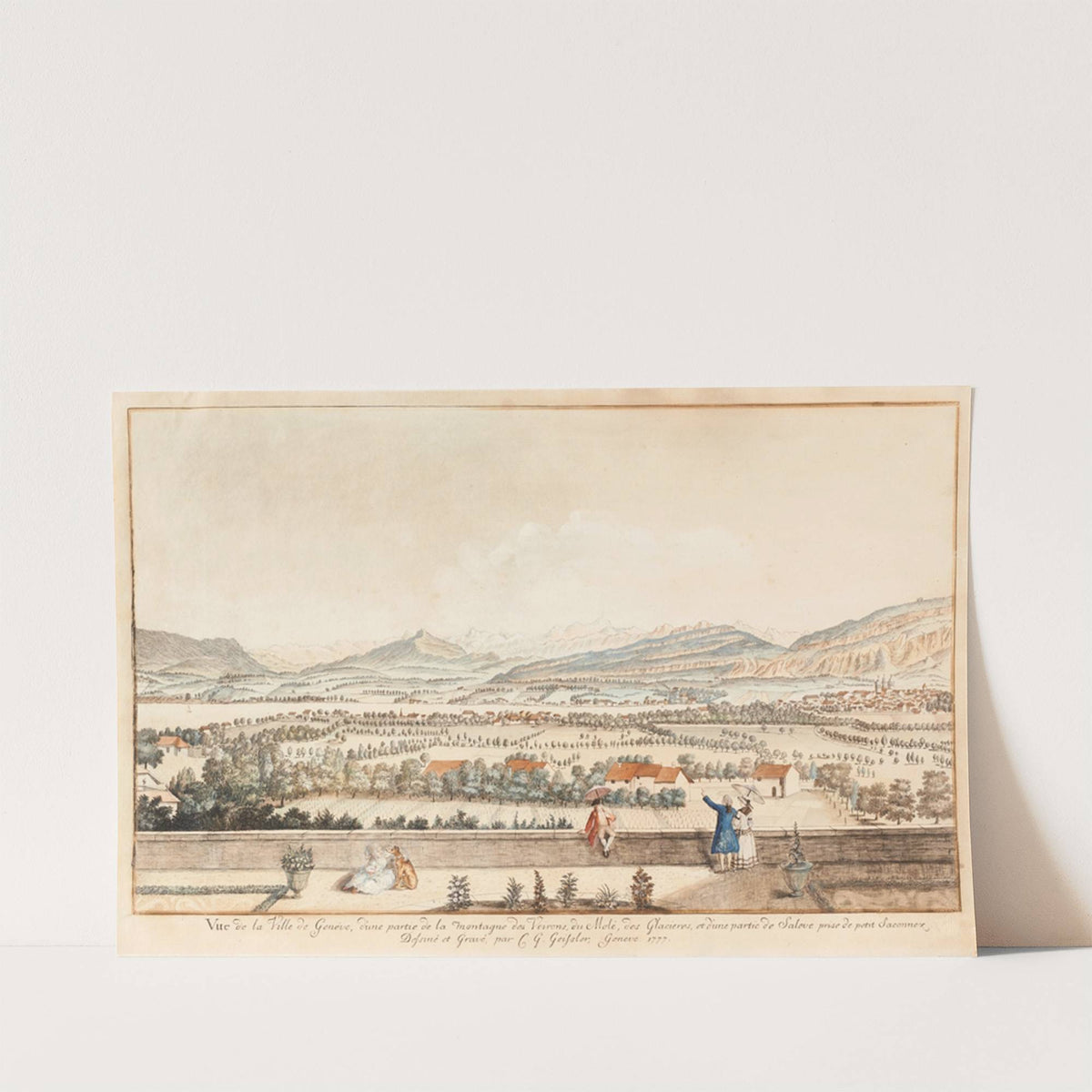 Vue de la Ville de Genéve, d’une partie de la montagne des Voirons, du Molé, des Glacieres, et d’une partie de Saleve prise de petit Saconnex (1915-1945) by Christian Gottlieb Geissler