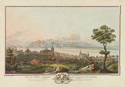 Vue, de la Ville de Lausanne et des Environs du Lac de Généve du Coté du Nord