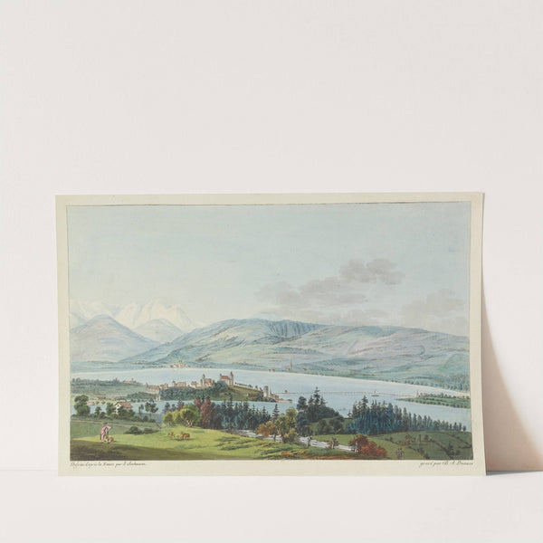 Vuë de la Ville de Rapperswyl, au bord du Lac de Zuric by Johann Jakob Aschmann