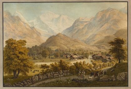 vue de la ville d’Unterseen & de la jungfrau (1915-1945)