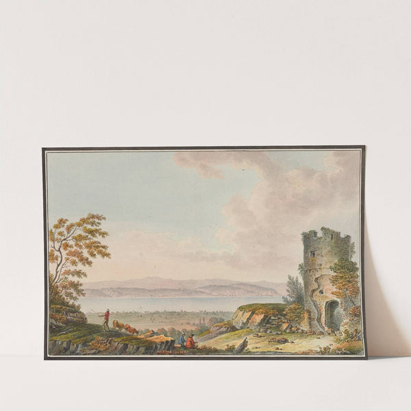 Vue de Lancienne Tour d’Avenche, et du Lac de Morat by Joseph Emmanuel Curty