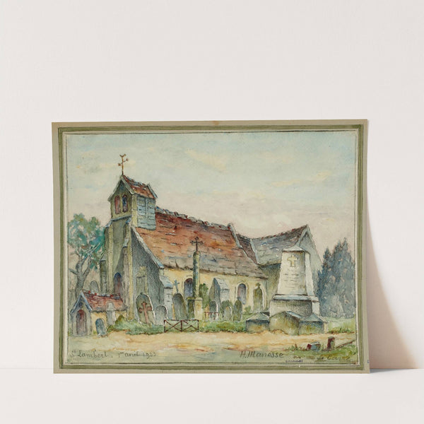 Vue de l’église et du cimetière de Saint Laurent où furent enfouis les restes des religieuses et solitaires de Port-Roya (1923) by Georges-Henri Manesse