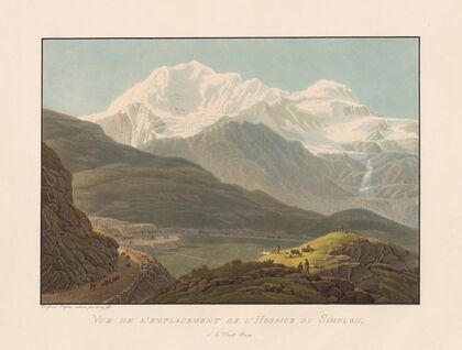 Vue de l’emplacement de l’Hospice du Simplon, et du Mont Rosa (1915-1945)