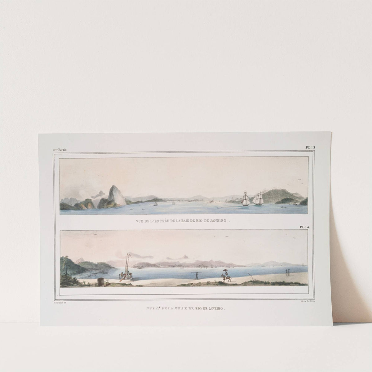 Vue de l'entrée de la baie de Rio de Janeiro; Vue générale de la ville de Rio de Janeiro. by Jean Baptiste Debret
