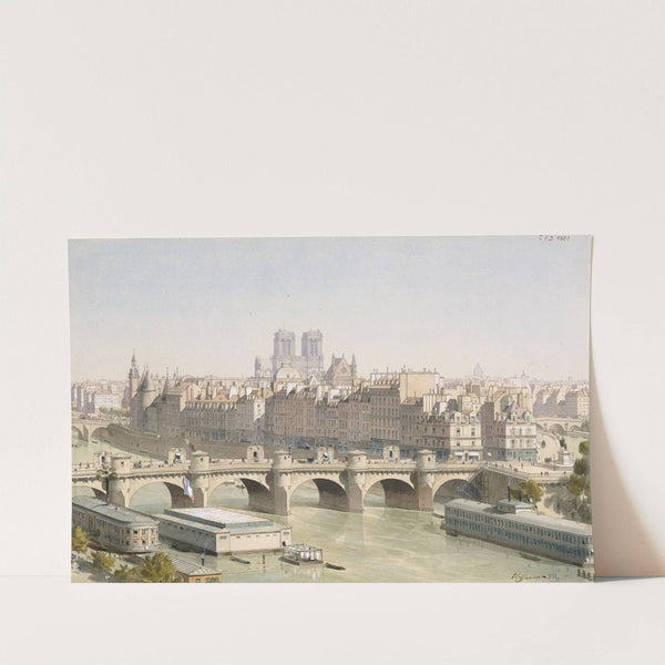 Vue de l’île de la Cité et le pont-Neuf avec ses boutique, vers 1840 (1915-1945) by Fédor Hoffbauer