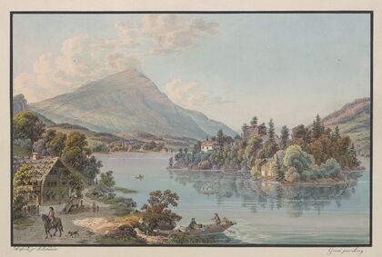 Vue de l’Isle de Schwanau, sur le Lac de Lowerz
