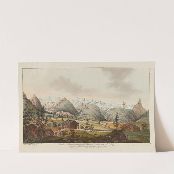 Vuë des Vallées et Montagnes de Gessenay, de Lauwenen, et de G’Steig d’ou on voit le fameux Glacier de Guelte, dans le Canton de Berne by Niklaus Sprüngli