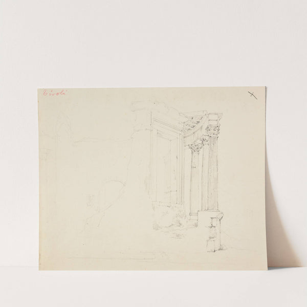 Vue des vestiges du temple de Vesta à Tivoli by Jacques-Raymond Brascassat