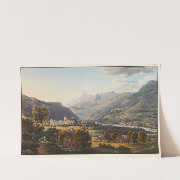 Vue d’Ilanz, première ville sur les bords du Rhin, supérieur by Johann Ludwig Bleuler