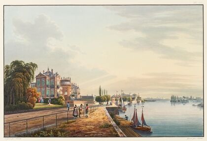 Vue du château de Biberich résidance de S.A.S. le Grand Duc de Nassau