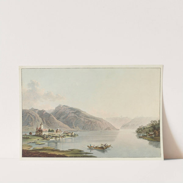 Vûe du chateau de Spietz sur le lac de Thoun (1915-1945) by Heinrich Rieter