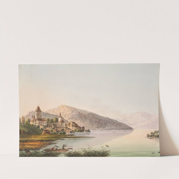 Vûe du Chateau de Spiez au Lac de Thoune by Jakob Samuel Weibel