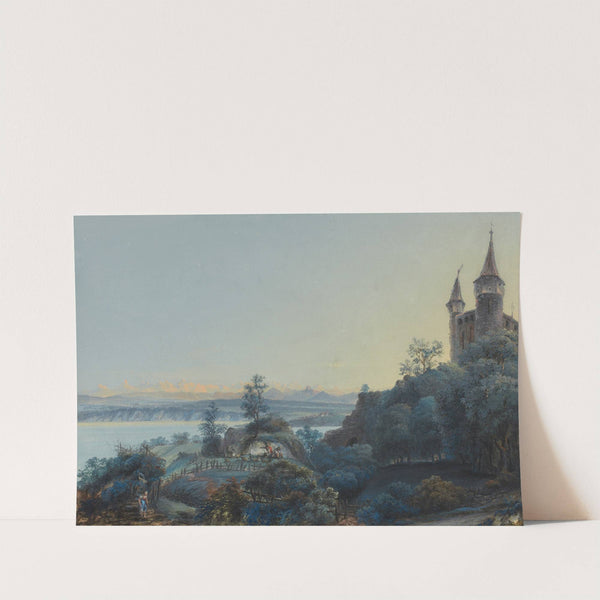 Vue du Château du Schlossberg et du Lac de Bienne by Johann Baptist Stuntz