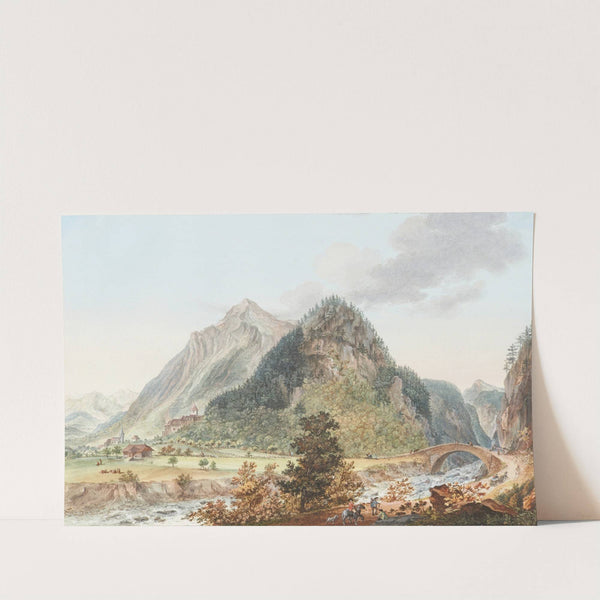 Vue du Chateau et du Pont de Wimmis. Coté du Midi par N. Sprunglin Architecte by Niklaus Sprüngli