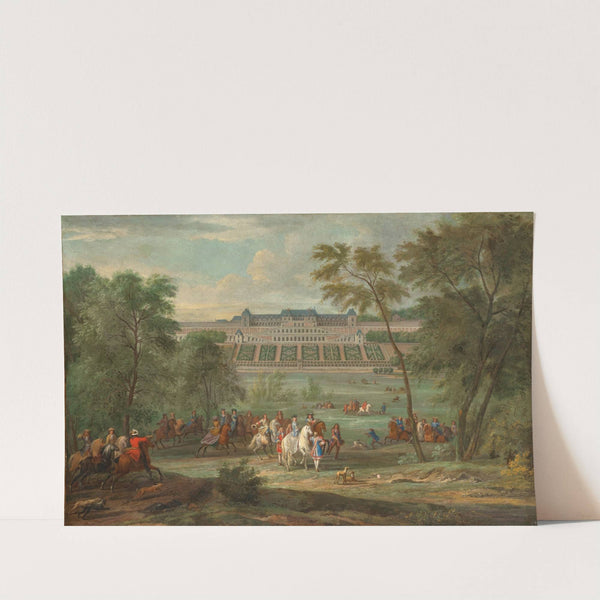 Vue du Château Neuf de Saint-Germain-en-Laye avec le départ pour la chasse by Pierre-Denis Martin