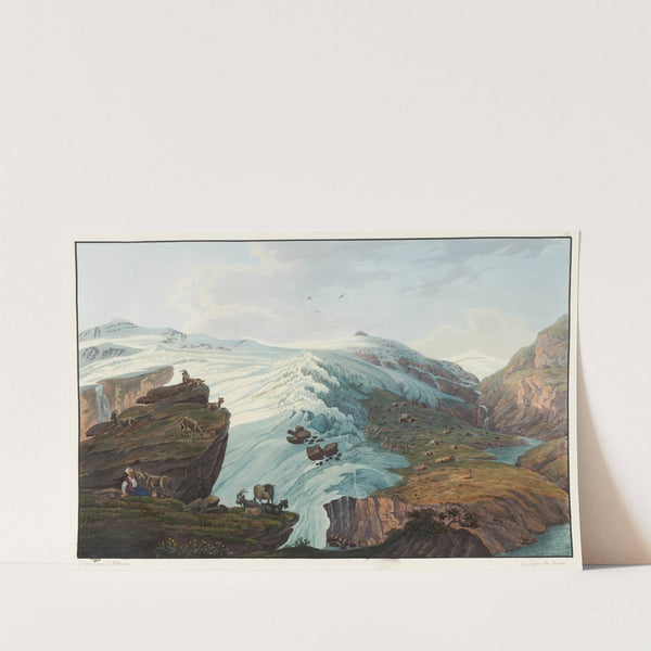 Vue du Glacier du Rheinwald prise près les cabanes des bergers de Bergame by Johann Ludwig Bleuler