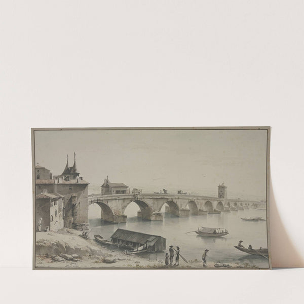 Vue du pont de la Guillotière à Lyon (1760) by Jean-Jacques de Boissieu