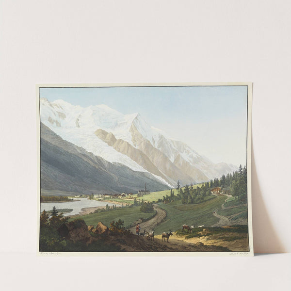 Vue du Prieuré de Chamouni, du Mont-Blanc, de l’Aiguille du Gouté, et du Glacier des Buissons by Jean-Antoine Linck