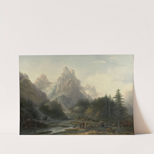 Vue du Wellhorn et du Wetterhorn prise de Rosenlaui vers Meiringen dans l’Oberland bernois (1783) by Claude-Louis Châtelet