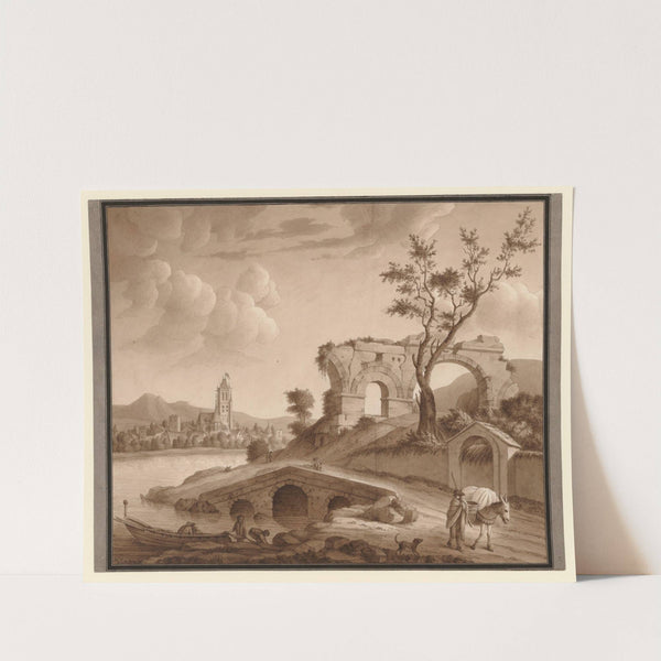 Vue d’un paysage avec pont en ruine (1777-1825) by Jean Jacques Lequeu
