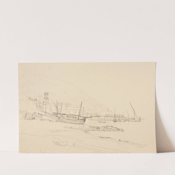 Vue d'un port indéterminé. by Jacques-Raymond Brascassat