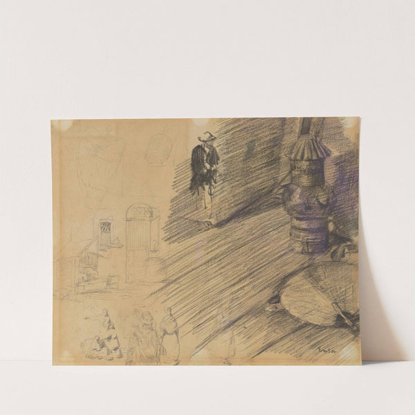 Waaier, lamp en figuren by James Ensor