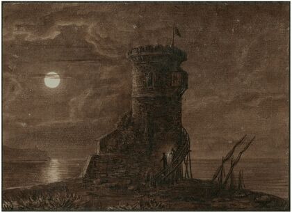 Wachttoren aan de kust bij Sagonte, ‘s nachts